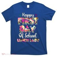 Tie Dye Leopard Happy First Day Of School Lunch Lady T-Shirt thumb 0