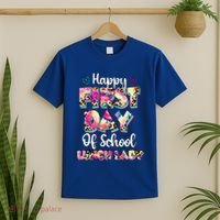 Tie Dye Leopard Happy First Day Of School Lunch Lady T-Shirt thumb 2