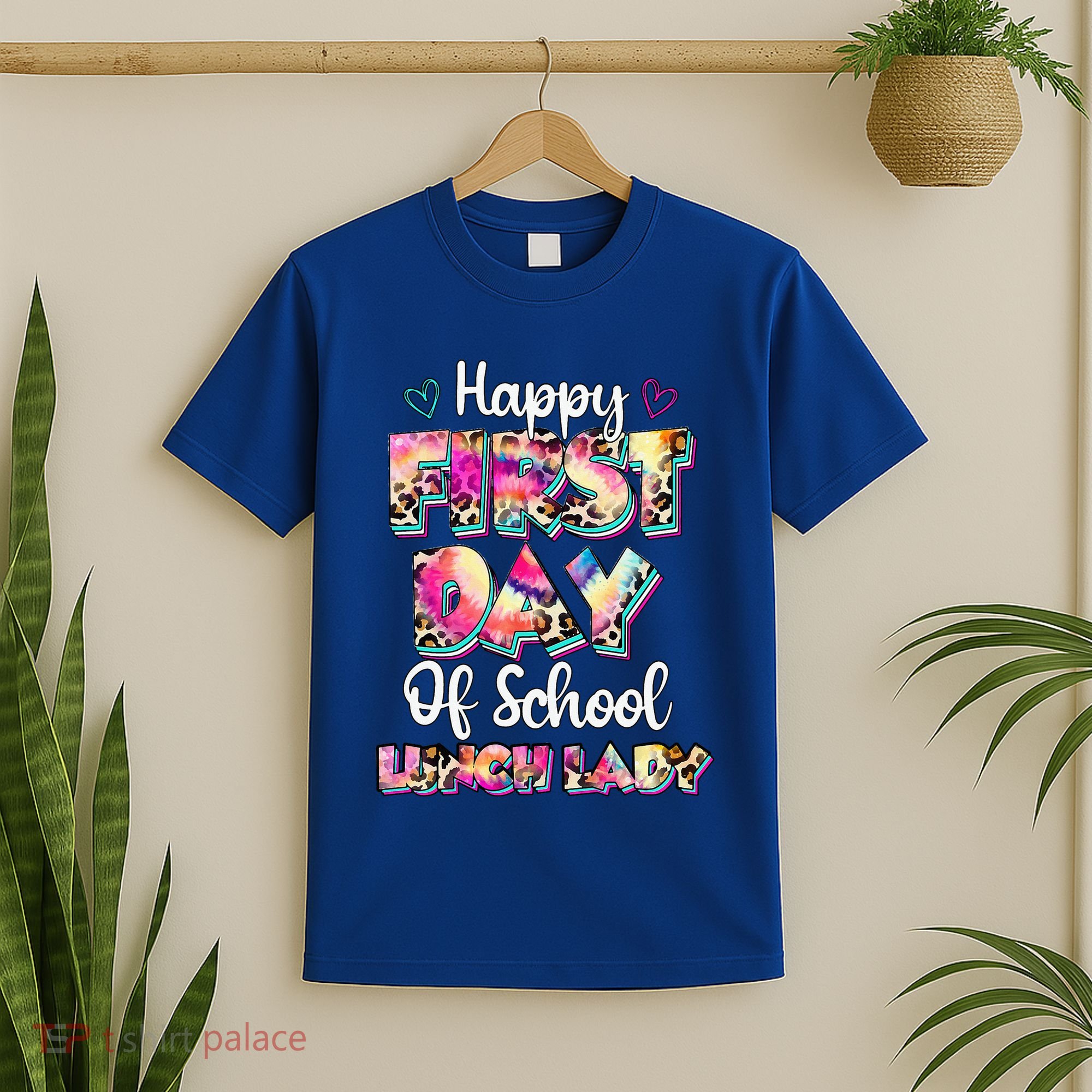 Tie Dye Leopard Happy First Day Of School Lunch Lady T-Shirt