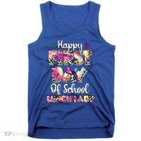 Tie Dye Leopard Happy First Day Of School Lunch Lady Tank Top thumb 0
