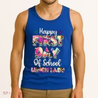 Tie Dye Leopard Happy First Day Of School Lunch Lady Tank Top thumb 3