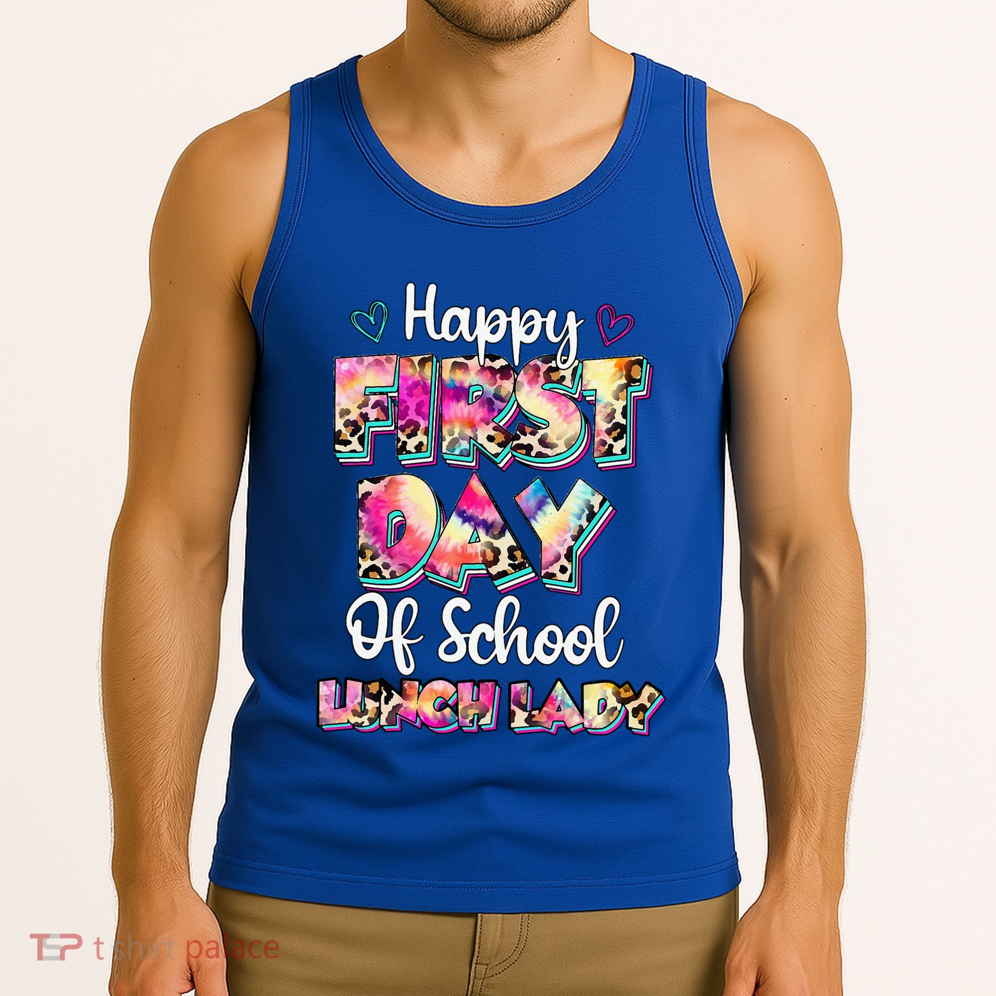 Tie Dye Leopard Happy First Day Of School Lunch Lady Tank Top
