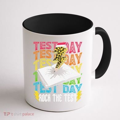 Testing Day Motivational School Teacher Rock The Test Day Coffee Mug back