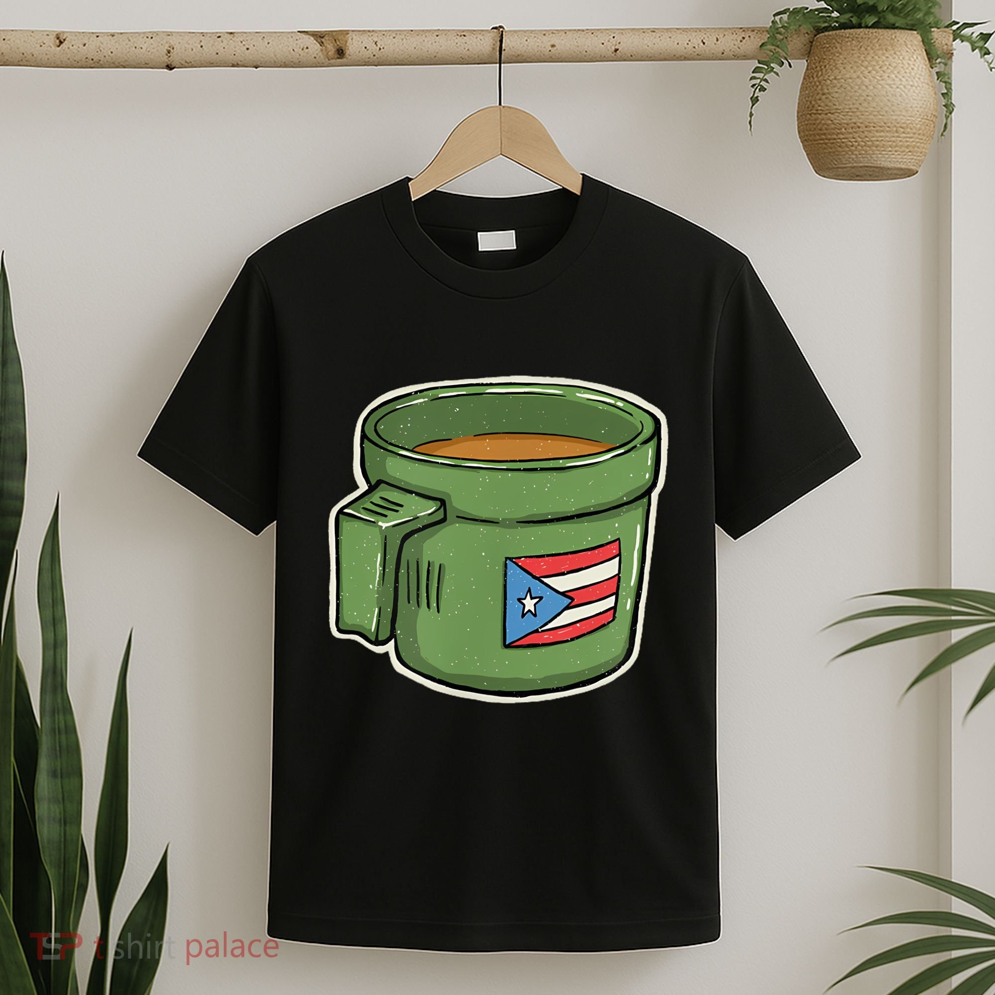 Tacita De Mantequilla Cafe Puerto Rico Bandera Boricua T-Shirt