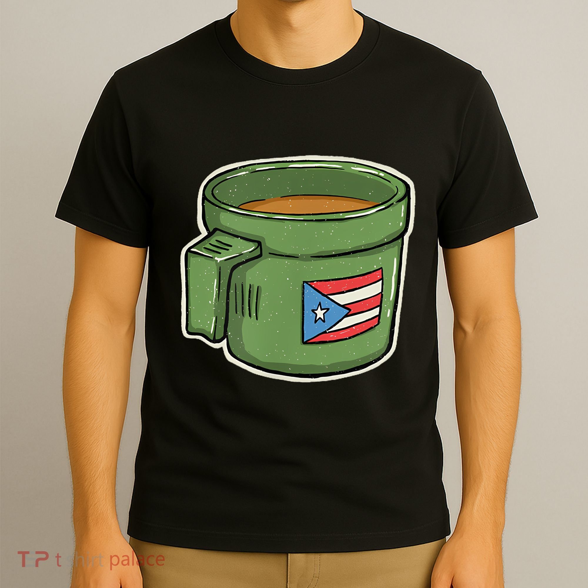 Tacita De Mantequilla Cafe Puerto Rico Bandera Boricua T-Shirt