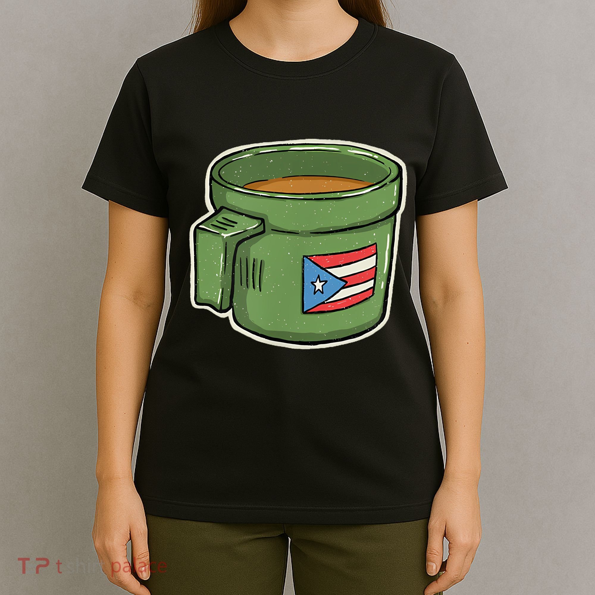 Tacita De Mantequilla Cafe Puerto Rico Bandera Boricua T-Shirt