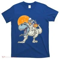 Trex Dinosaur Mummy Skeleton Pumpkin Halloween Cool Gift T-Shirt thumb 0