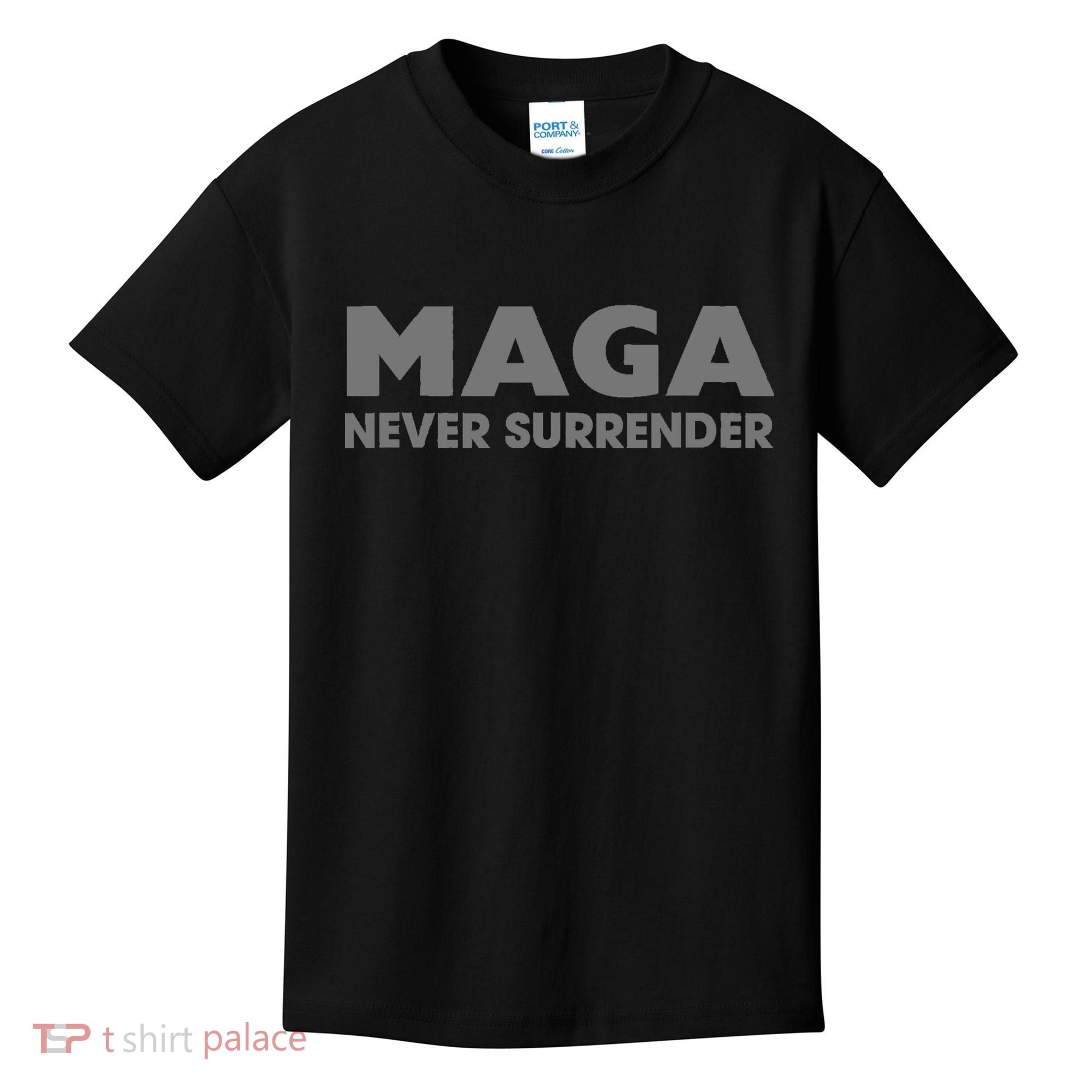 Trump Dark Maga Never Surrender Kids T-Shirt