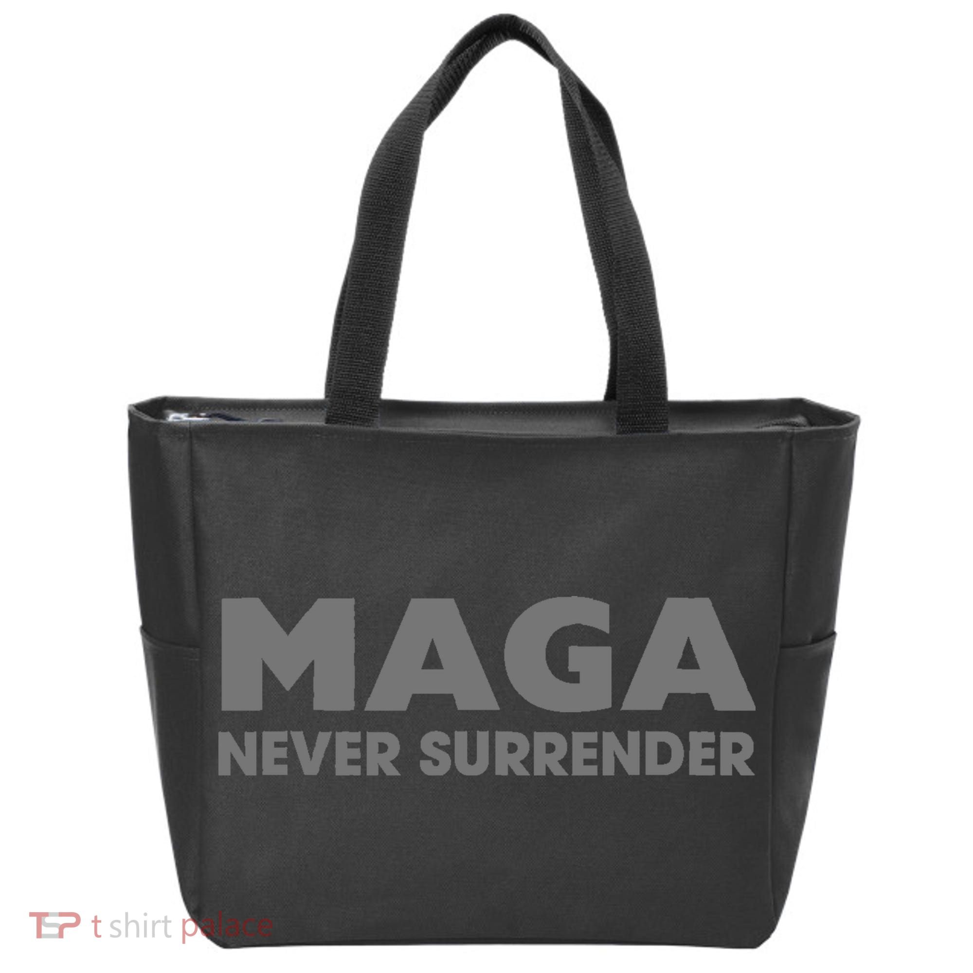 Trump Dark Maga Never Surrender Tote Bag