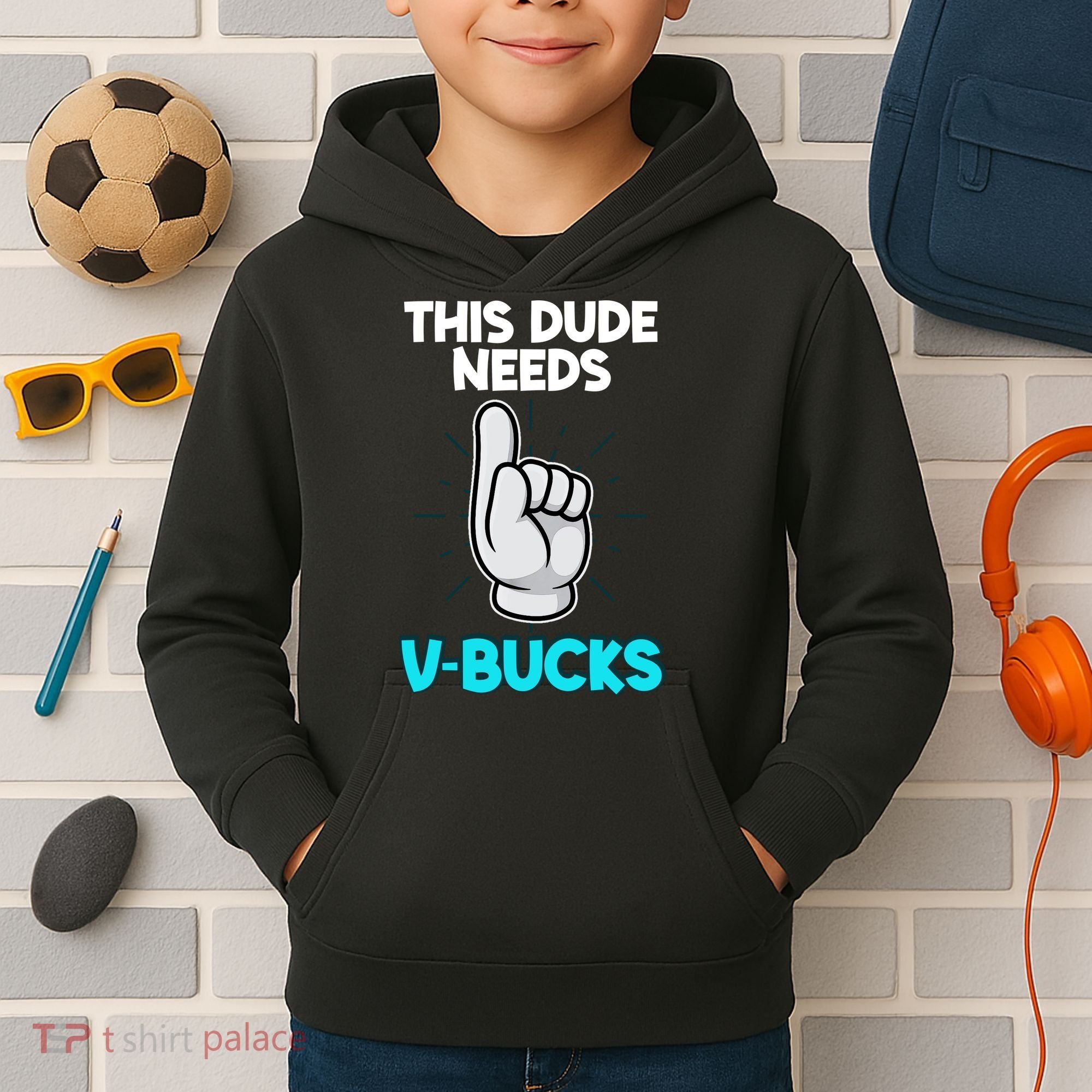 This Dude Needs V Bucks Funny Kids Hoodie