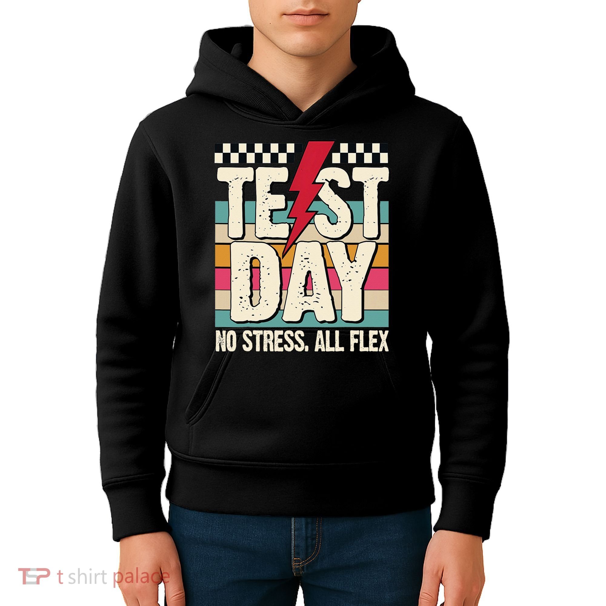 Test Day No Stress All Flex Funny Motivational Testing Day Kids Hoodie
