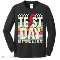 Test Day No Stress All Flex Funny Motivational Testing Day Kids Long Sleeve Shirt thumb 0