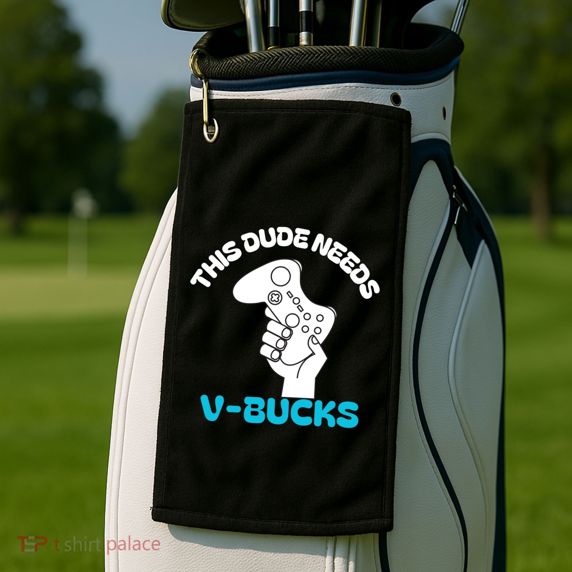 This Dude Needs V Bucks Funny This Dude Gamers Gift Golf Towel