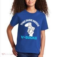 This Dude Needs V Bucks Funny This Dude Gamers Gift Kids T-Shirt thumb 2