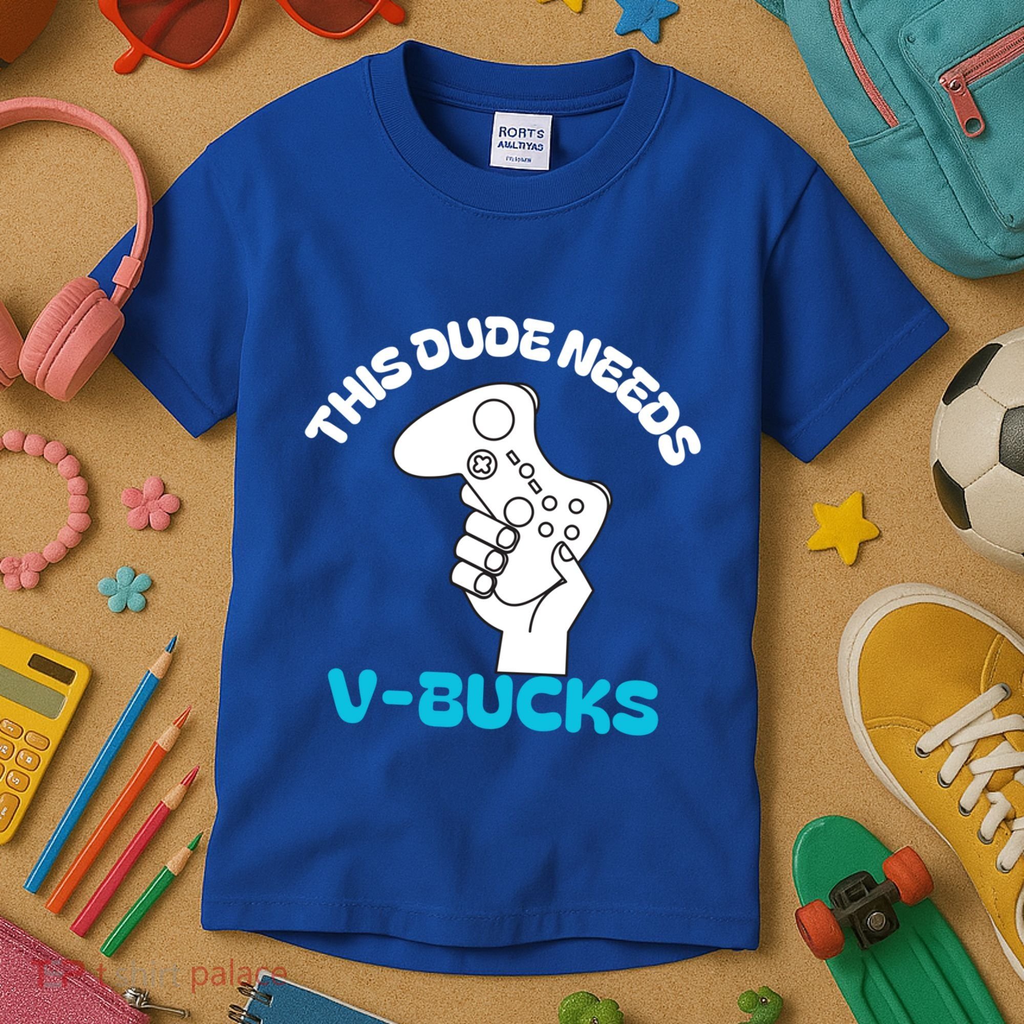 This Dude Needs V Bucks Funny This Dude Gamers Gift Kids T-Shirt