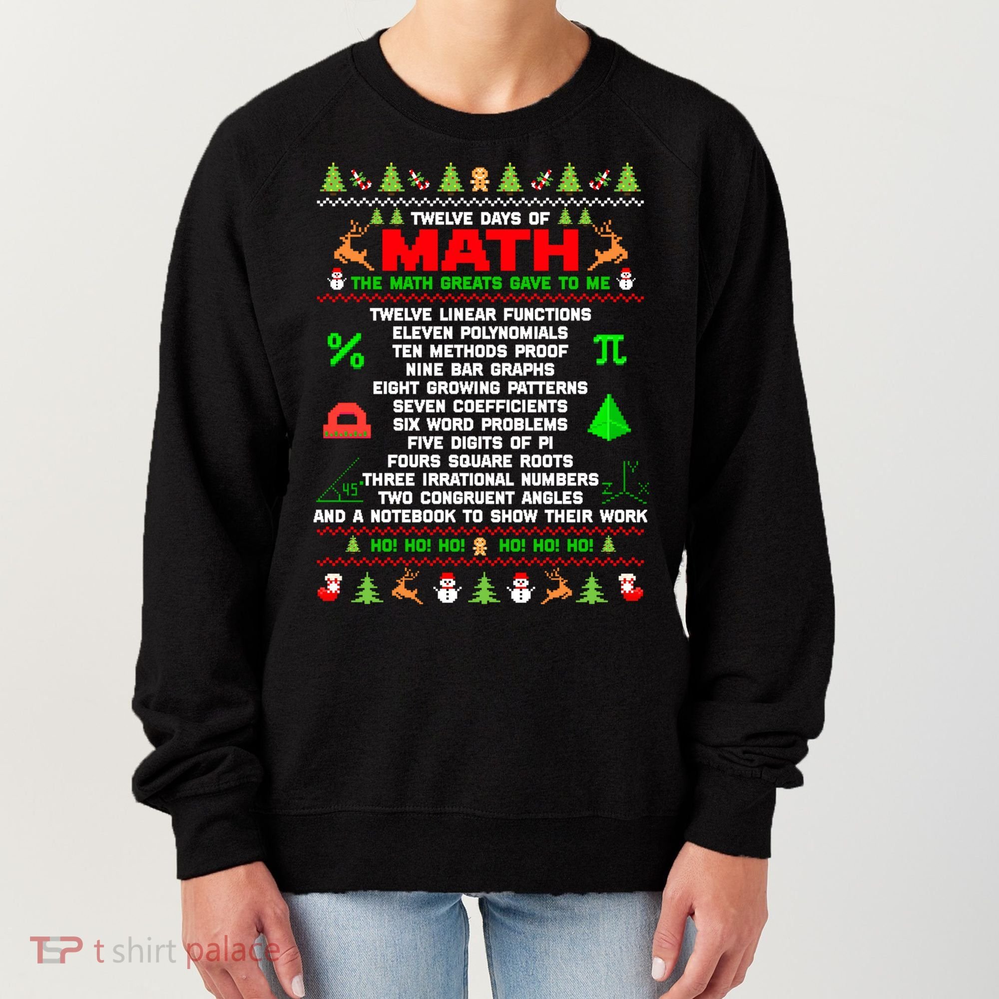 Twelve Days Of Math Teacher Students Ugly Sweater Christmas Gift Women's Sweatshirt