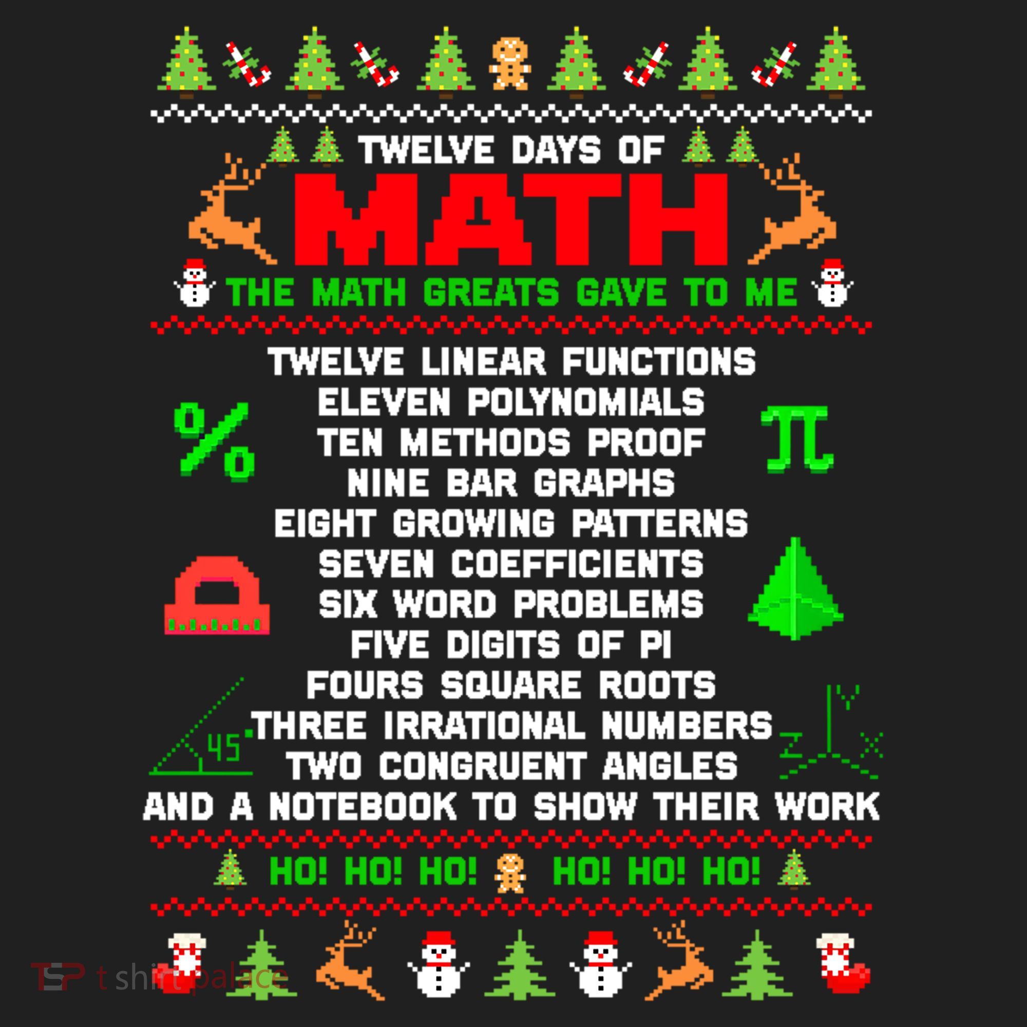 Twelve Days Of Math Teacher Students Ugly Sweater Christmas Gift Beanie