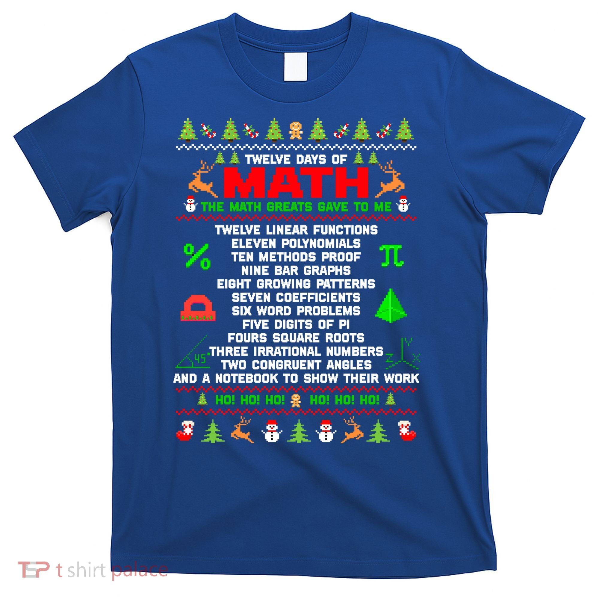 Twelve Days Of Math Teacher Students Ugly Sweater Christmas Gift T-Shirt