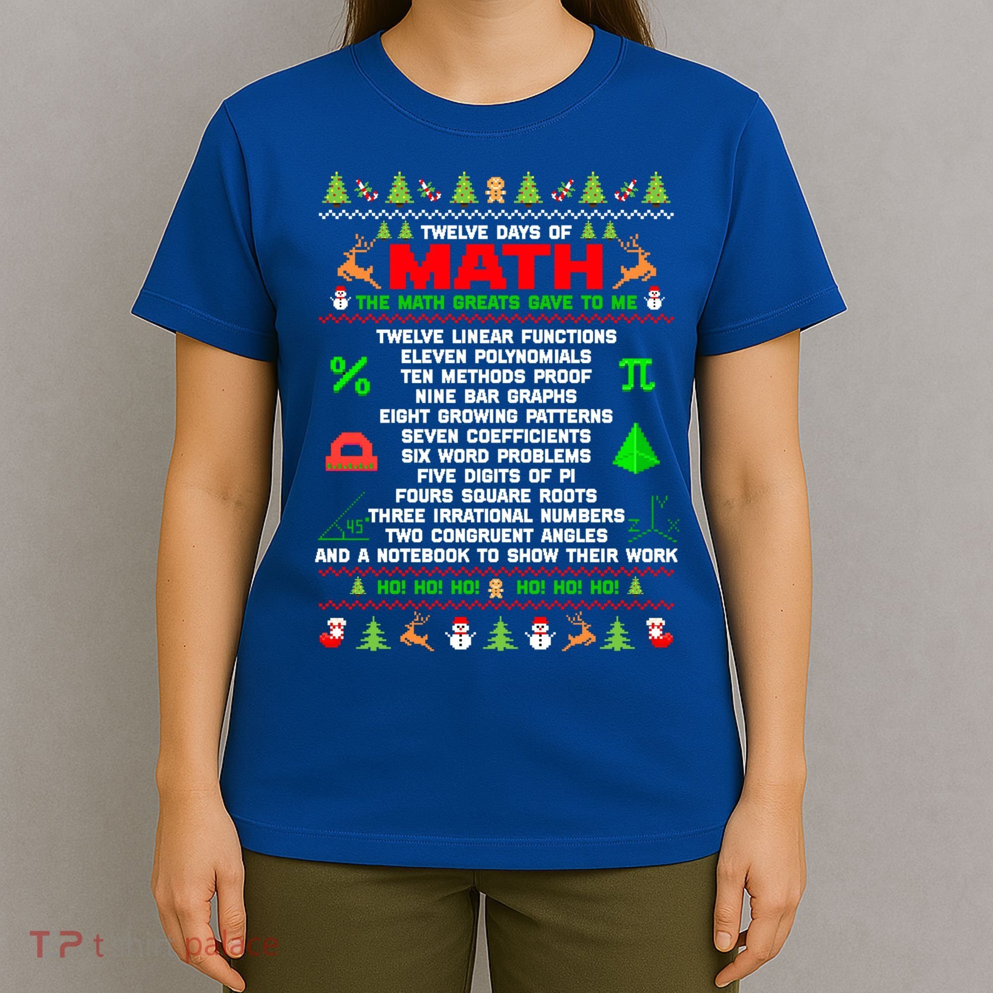 Twelve Days Of Math Teacher Students Ugly Sweater Christmas Gift T-Shirt