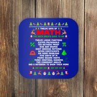 Twelve Days Of Math Teacher Students Ugly Sweater Christmas Gift Coaster thumb 0