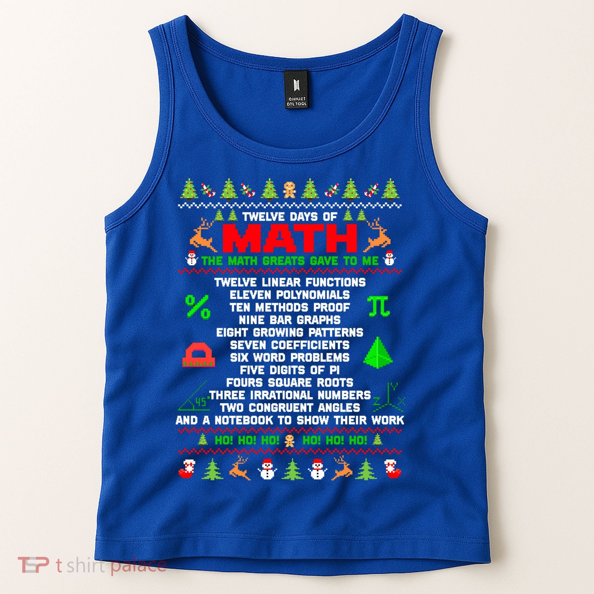 Twelve Days Of Math Teacher Students Ugly Sweater Christmas Gift Tank Top