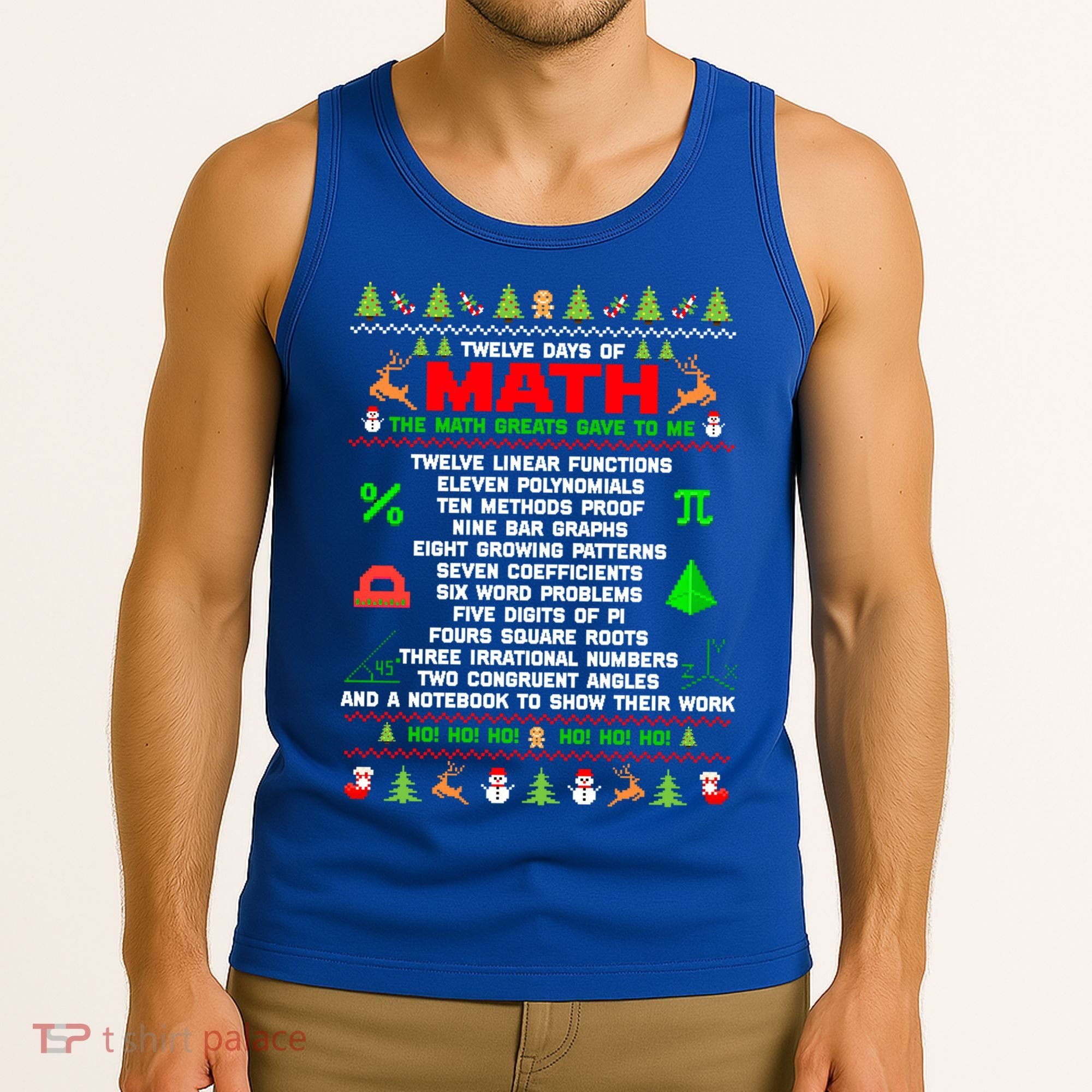 Twelve Days Of Math Teacher Students Ugly Sweater Christmas Gift Tank Top