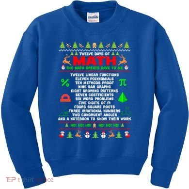 Twelve Days Of Math Teacher Students Ugly Sweater Christmas Gift Kids Sweatshirt