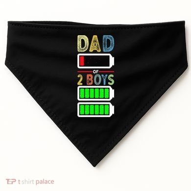 Tired Dad Of 2 Two Boy Low Battery USA-Made Doggie Bandana