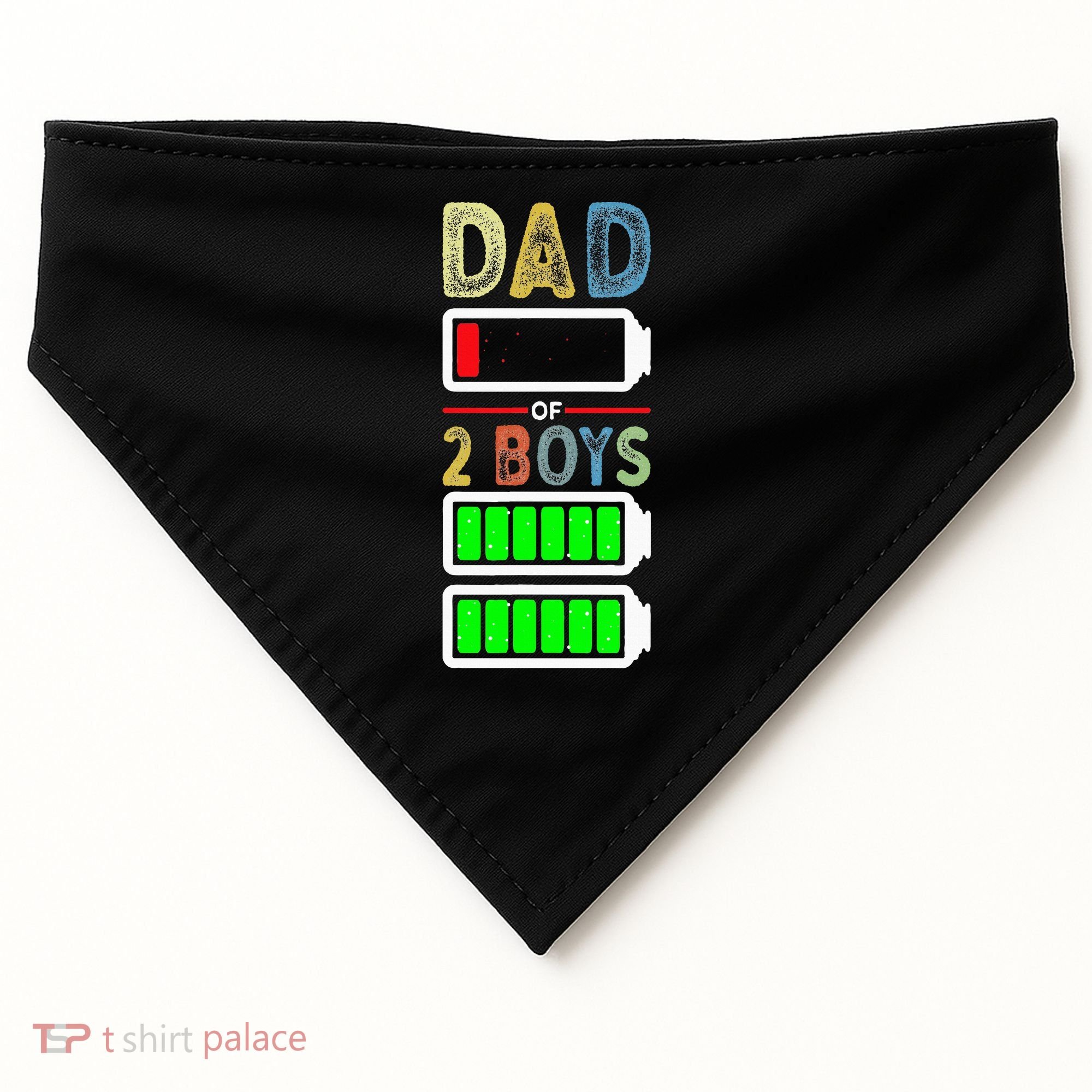 Tired Dad Of 2 Two Boy Low Battery USA-Made Doggie Bandana
