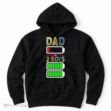 Tired Dad Of 2 Two Boy Low Battery Hoodie