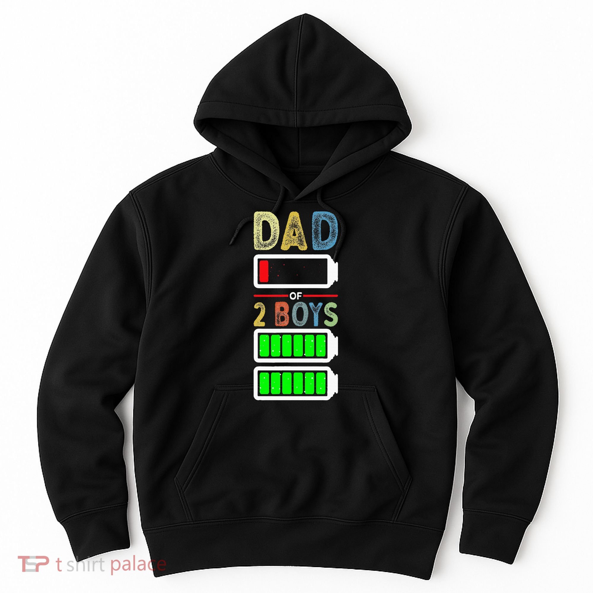 Tired Dad Of 2 Two Boy Low Battery Hoodie