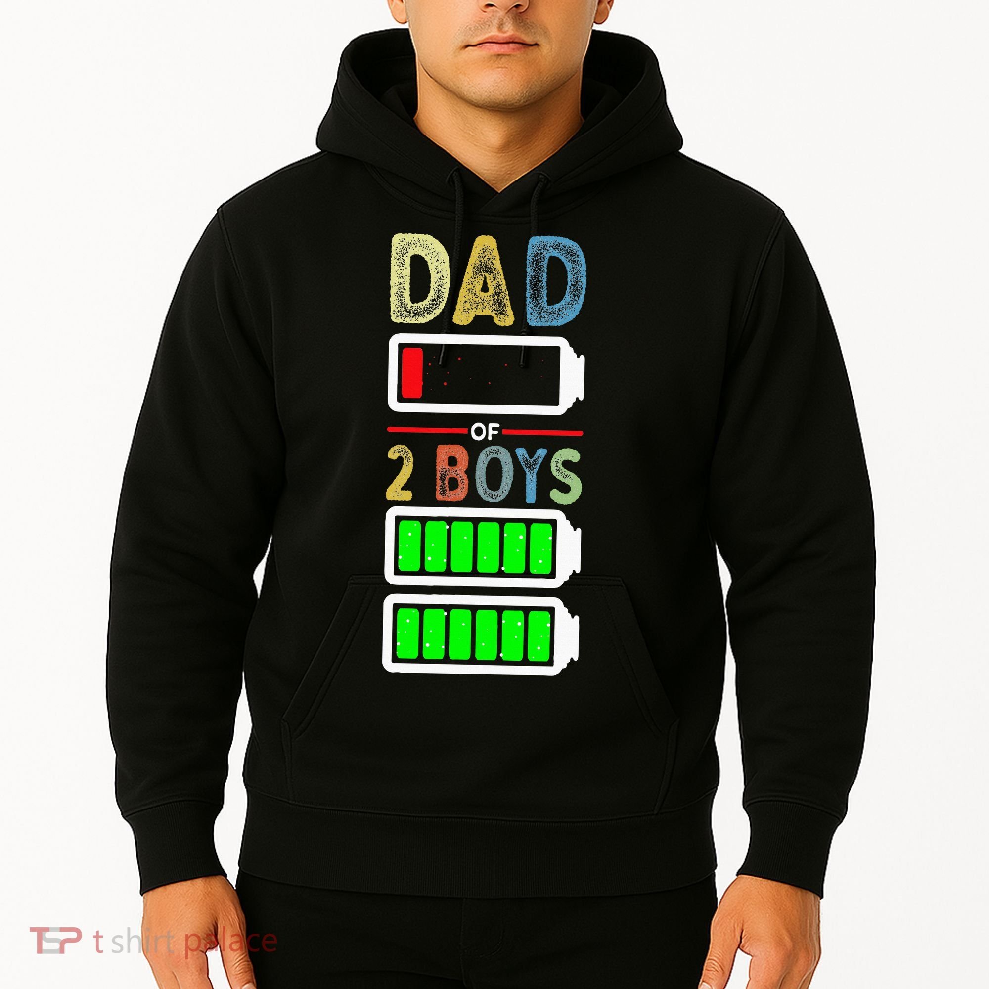 Tired Dad Of 2 Two Boy Low Battery Hoodie