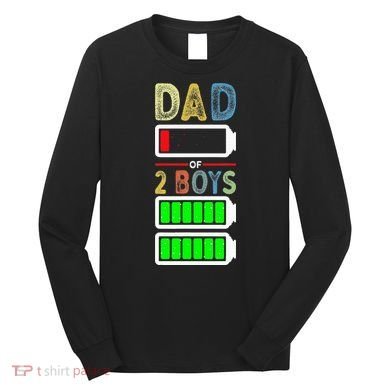 Tired Dad Of 2 Two Boy Low Battery Long Sleeve Shirt