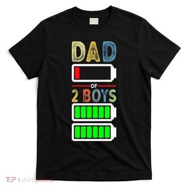 Tired Dad Of 2 Two Boy Low Battery T-Shirt