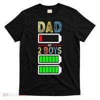 Tired Dad Of 2 Two Boy Low Battery T-Shirt thumb 0