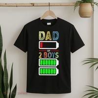 Tired Dad Of 2 Two Boy Low Battery T-Shirt thumb 2
