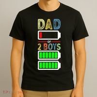 Tired Dad Of 2 Two Boy Low Battery T-Shirt thumb 3