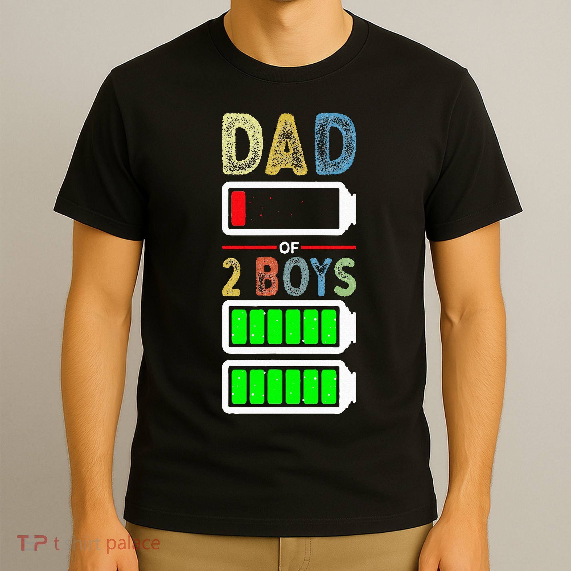 Tired Dad Of 2 Two Boy Low Battery T-Shirt