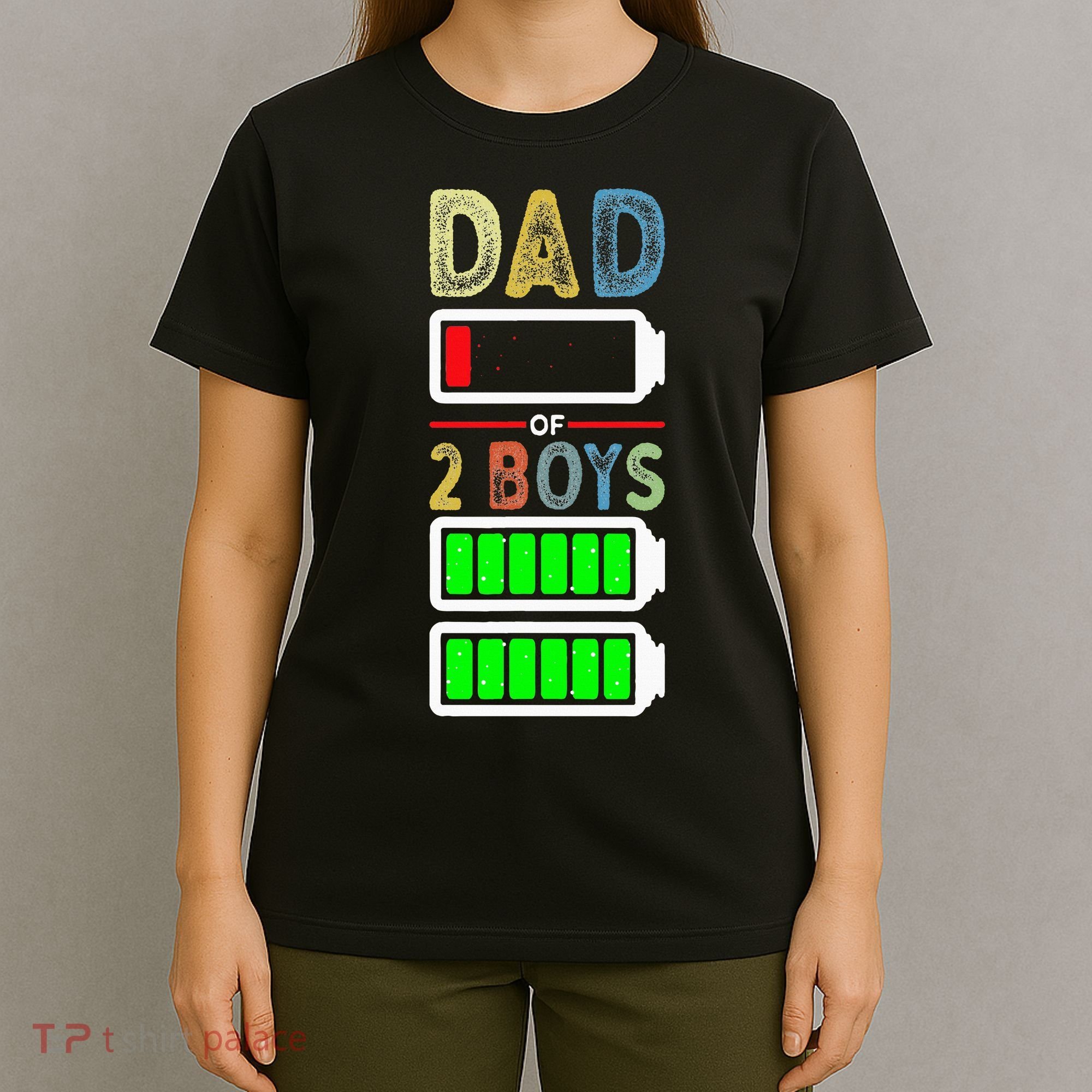 Tired Dad Of 2 Two Boy Low Battery T-Shirt