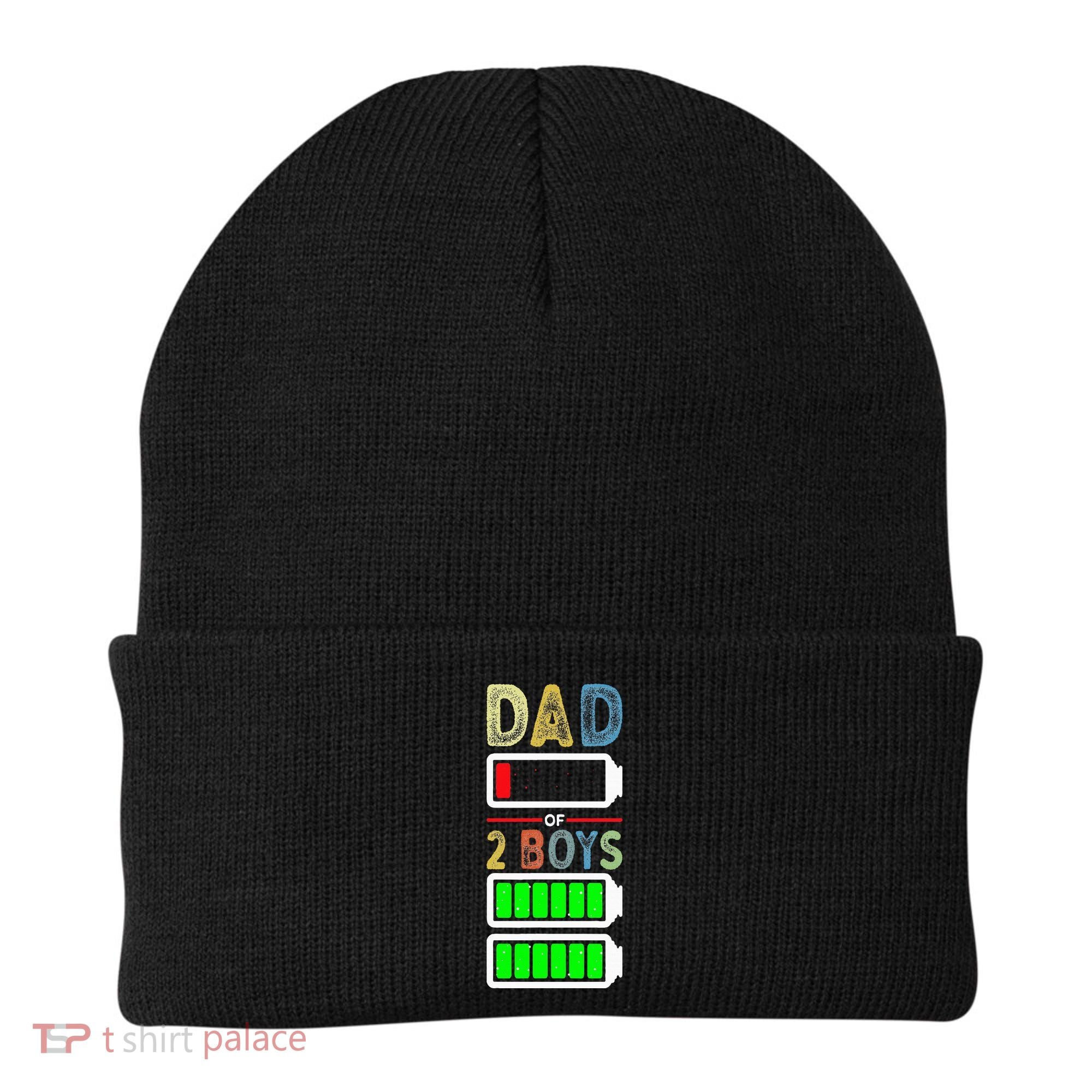 Tired Dad Of 2 Two Boy Low Battery Beanie