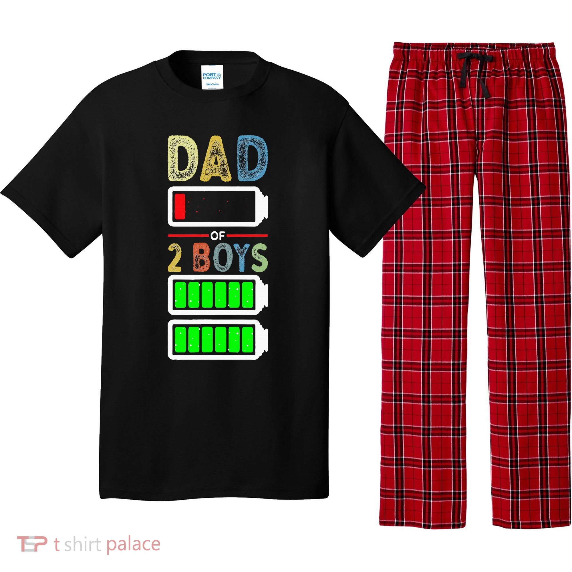 Tired Dad Of 2 Two Boy Low Battery Pajama Set