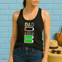 Tired Dad Of 2 Two Boy Low Battery Women's Tank Top thumb 2
