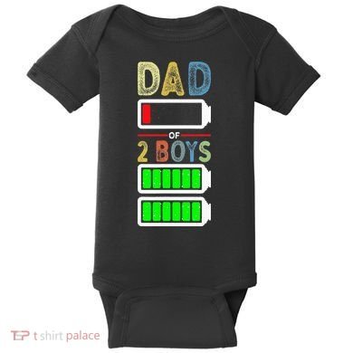 Tired Dad Of 2 Two Boy Low Battery Baby Bodysuit