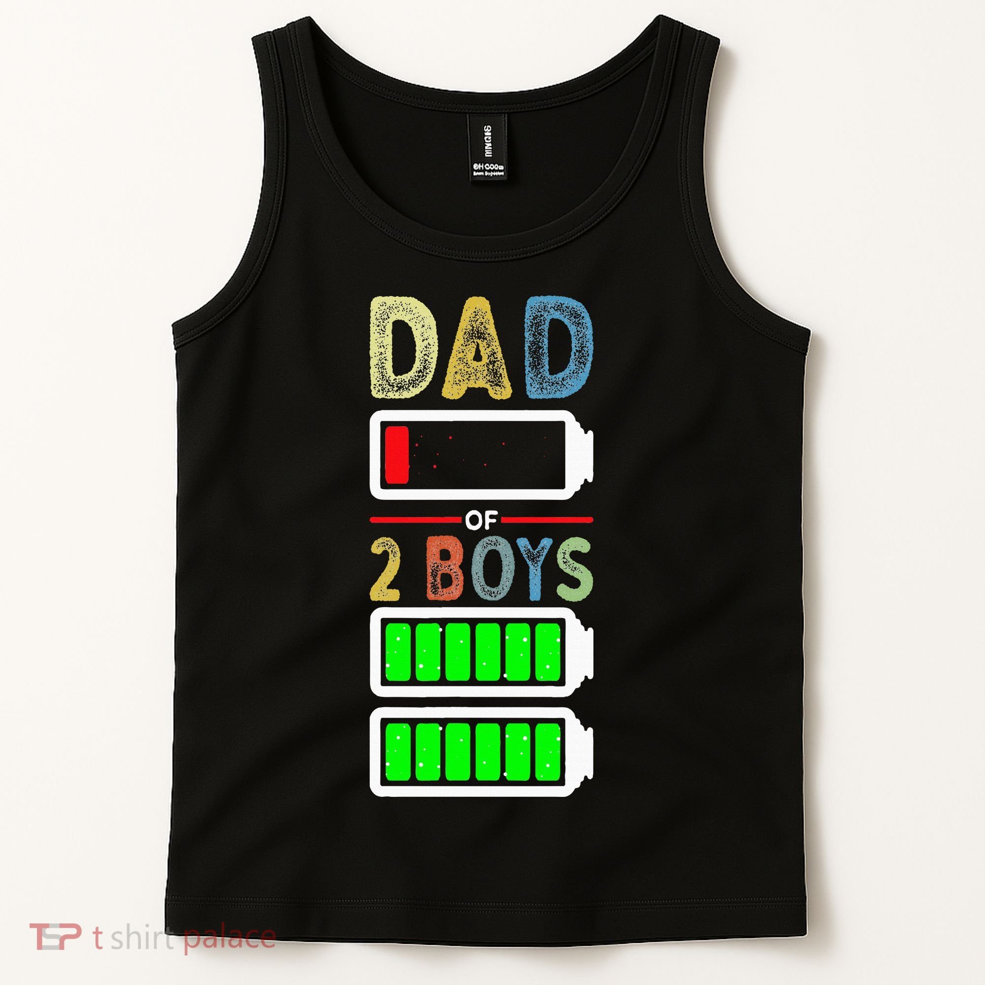 Tired Dad Of 2 Two Boy Low Battery Tank Top