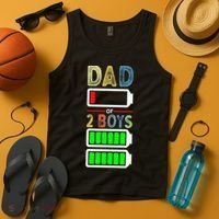 Tired Dad Of 2 Two Boy Low Battery Tank Top thumb 4