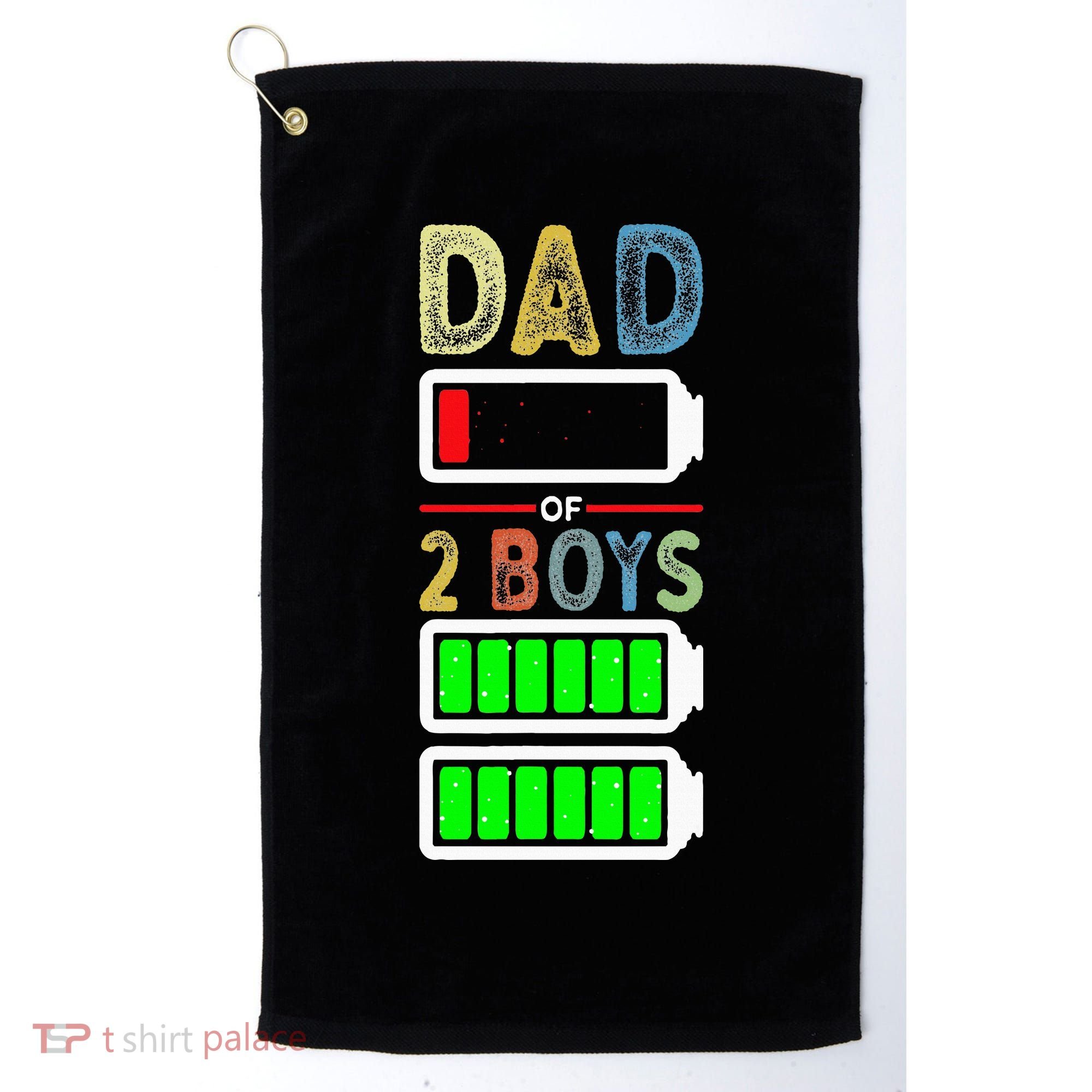 Tired Dad Of 2 Two Boy Low Battery Golf Towel