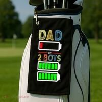 Tired Dad Of 2 Two Boy Low Battery Golf Towel thumb 2