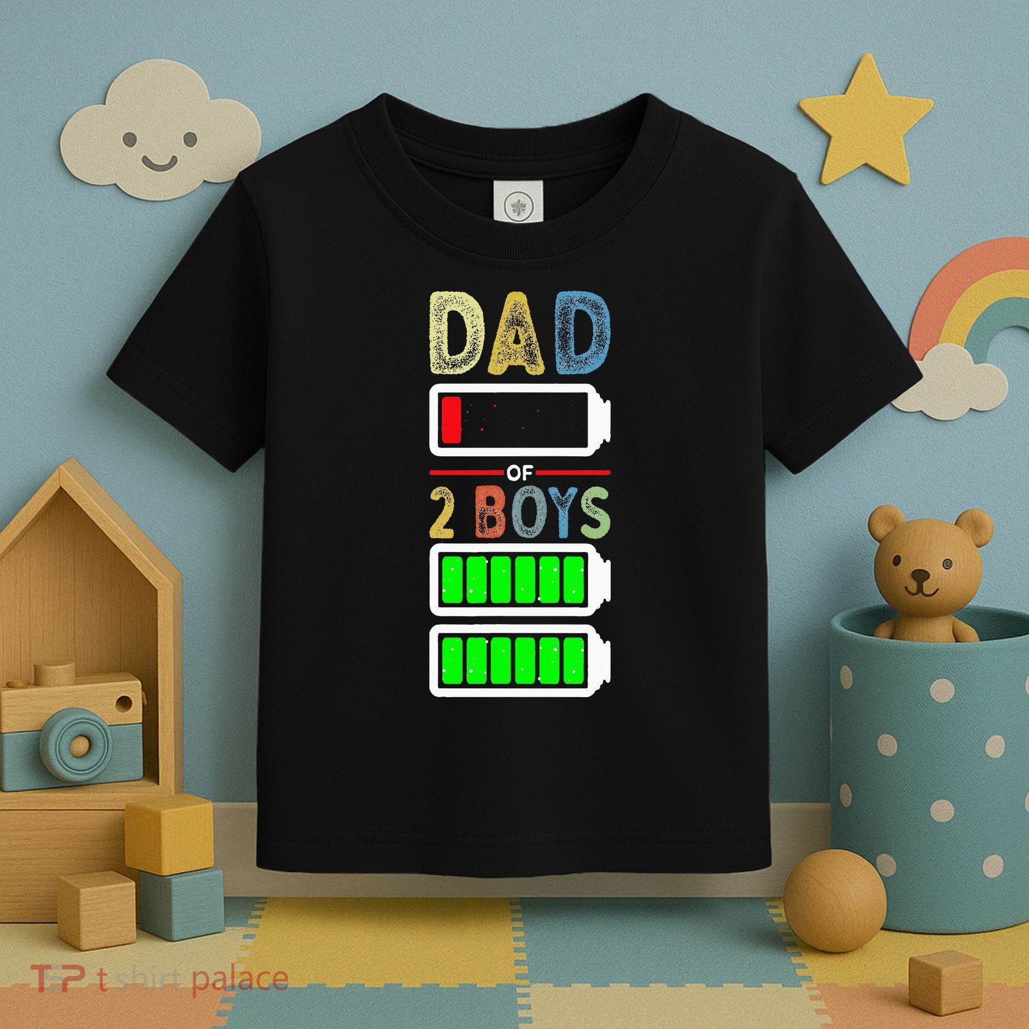 Tired Dad Of 2 Two Boy Low Battery Toddler T-Shirt