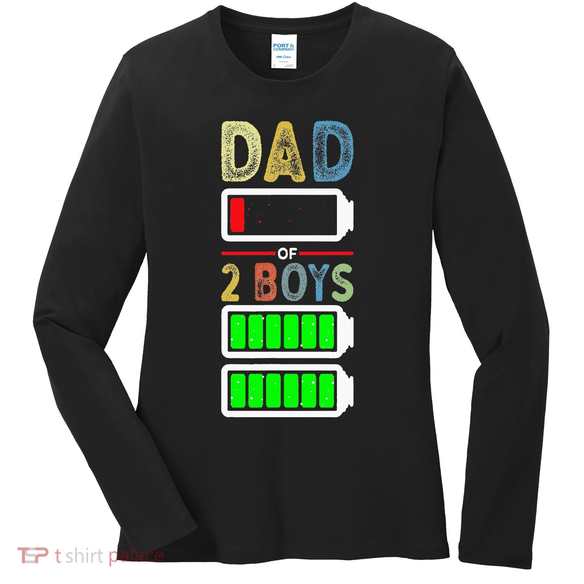 Tired Dad Of 2 Two Boy Low Battery Women's Long Sleeve Shirt