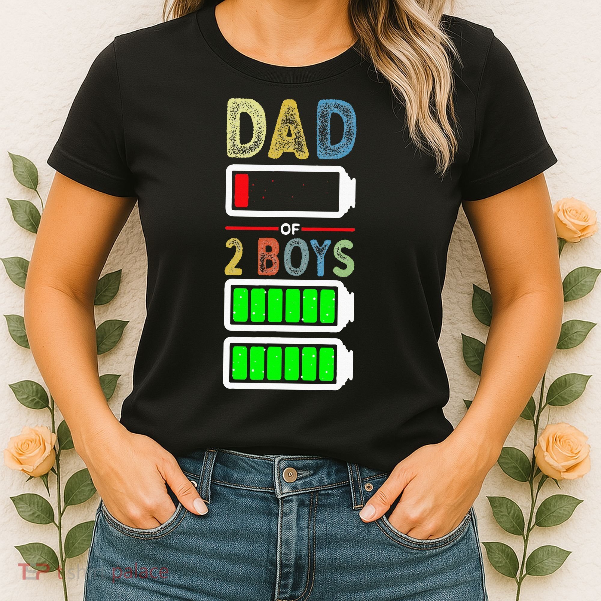 Tired Dad Of 2 Two Boy Low Battery Women's T-Shirt